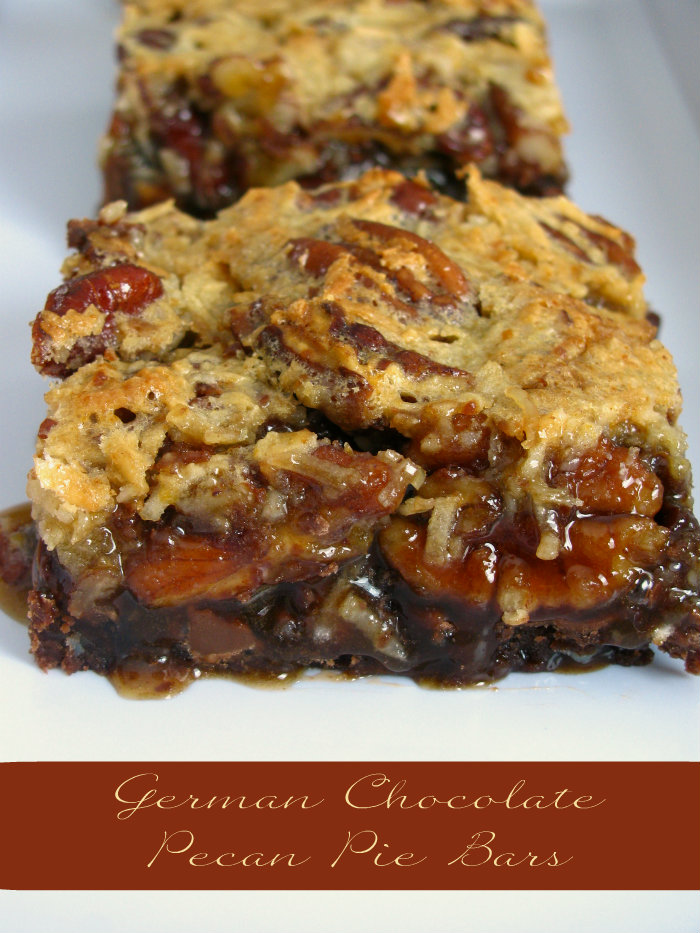German Chocolate Pecan Pie Bars by asweetbaker.com
